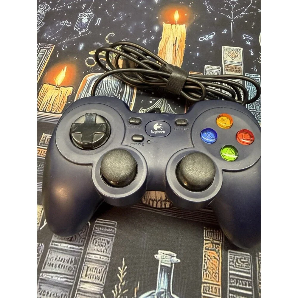 Logitech Gamepad F310 Blue Wired USB PC Gaming Controller Tested & Working